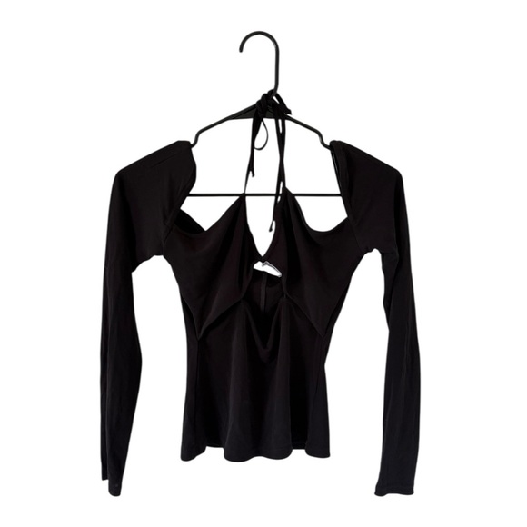 Frame Strappy Knit Top in Noir - Picture 3 of 9